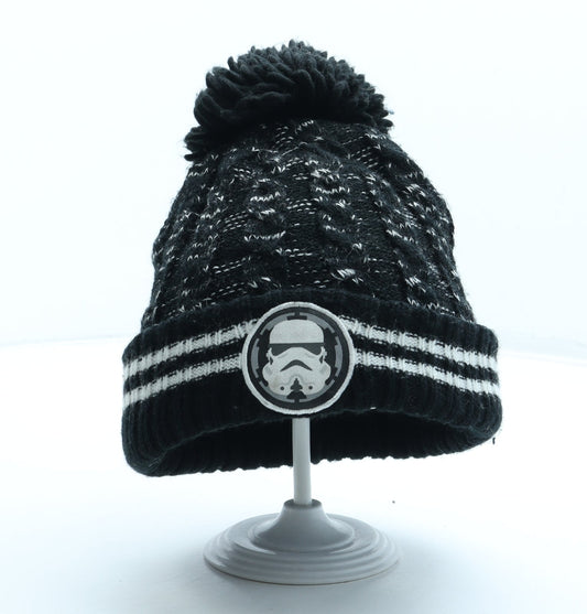 George Boys Black Geometric Acrylic Bobble Hat One Size - Storm Trooper Star Wars