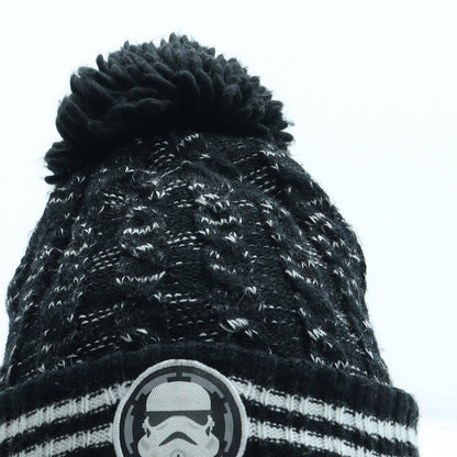 George Boys Black Geometric Acrylic Bobble Hat One Size - Storm Trooper Star Wars