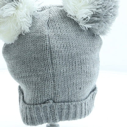 F&F Girls Grey Acrylic Bobble Hat Size S - Koala Size 6-12 months