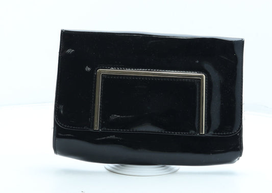 F&F Womens Black Polyurethane Clutch Size Small - Bag depth 2cm