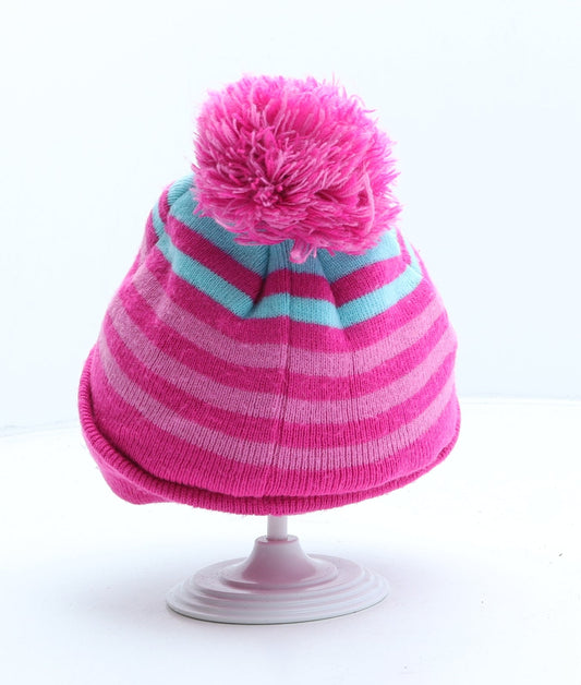 George Womens Pink Striped Acrylic Bobble Hat One Size - Minions UK Size 4-8 Years