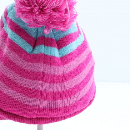 George Womens Pink Striped Acrylic Bobble Hat One Size - Minions UK Size 4-8 Years