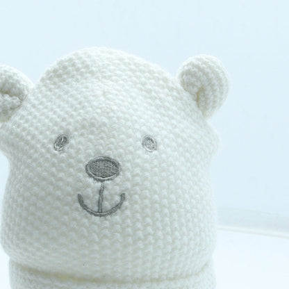 George Girls White Acrylic Beanie Size S - Bear Ears Size 3-6 Months
