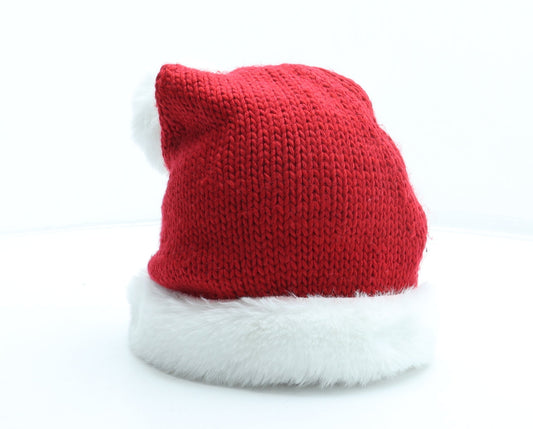 F&F Womens Red Acrylic Bobble Hat One Size - Mrs Claus