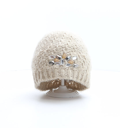 F&F Womens Beige Acrylic Beanie One Size