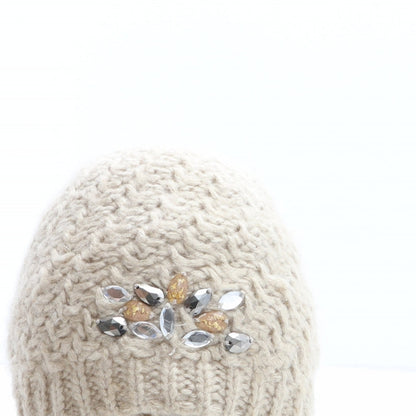 F&F Womens Beige Acrylic Beanie One Size