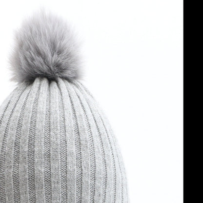 Primark Girls Grey Polyester Bobble Hat Size M - Size M/L