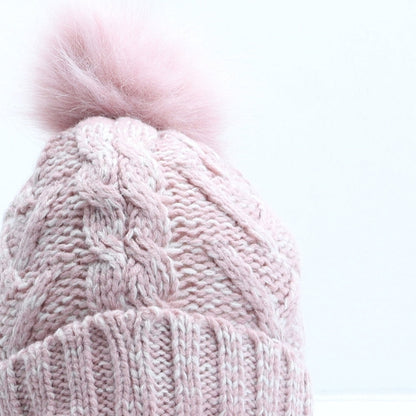 Primark Girls Pink Acrylic Bobble Hat Size S