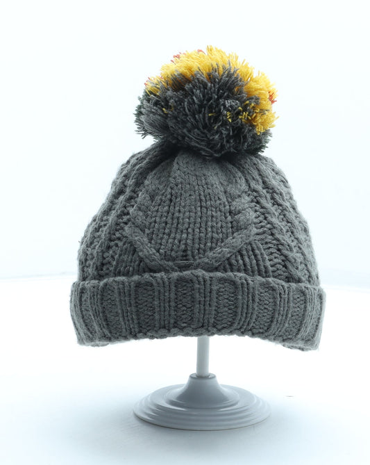 George Boys Grey Acrylic Bobble Hat Size S - Size 1-3 Years