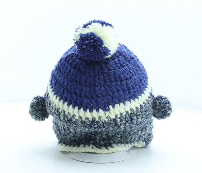 Preworn Boys Multicoloured Striped Acrylic Bobble Hat One Size - Monkey Ears
