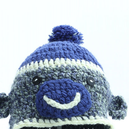 Preworn Boys Multicoloured Striped Acrylic Bobble Hat One Size - Monkey Ears
