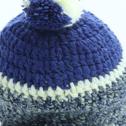 Preworn Boys Multicoloured Striped Acrylic Bobble Hat One Size - Monkey Ears