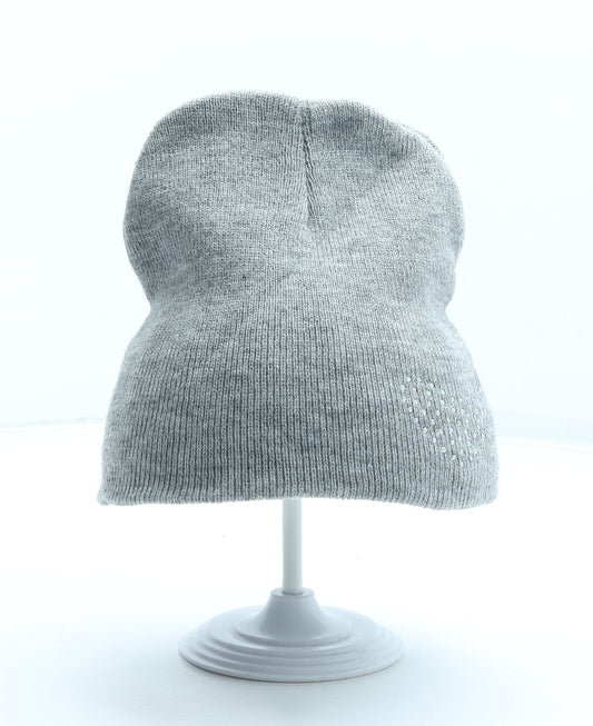 Preworn Girls Grey Acrylic Beanie One Size - Heart