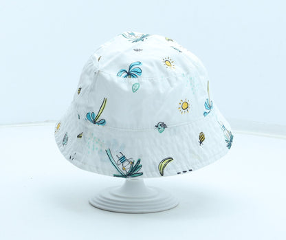 F&F Boys White Geometric 100% Cotton Bucket Hat Size S - Tropical Size 12-24 Months