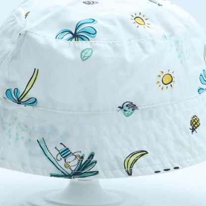 F&F Boys White Geometric 100% Cotton Bucket Hat Size S - Tropical Size 12-24 Months
