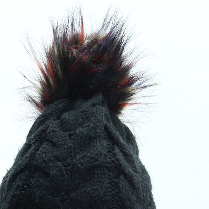 George Womens Black Acrylic Bobble Hat One Size - Faux Fur