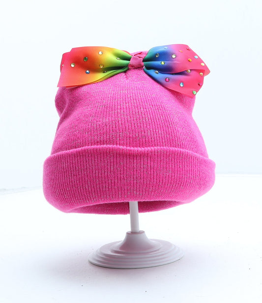 Preworn Girls Pink Acrylic Beanie One Size