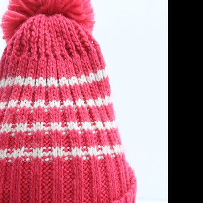 Preworn Girls Pink Acrylic Bobble Hat One Size - UK Size 3-6 Years