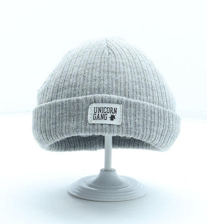 F&F Girls Grey Acrylic Beanie Size S - Unicorn Gang Size 7-10 Years