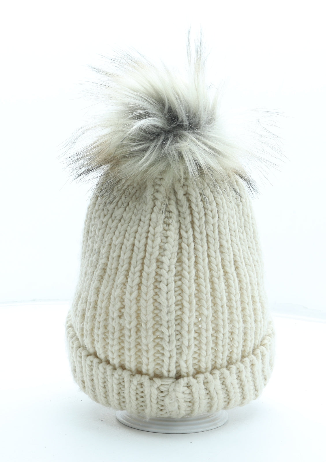 Preworn Womens Beige Acrylic Beanie One Size
