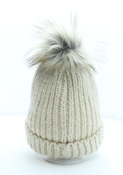 Preworn Womens Beige Acrylic Beanie One Size