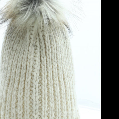 Preworn Womens Beige Acrylic Beanie One Size