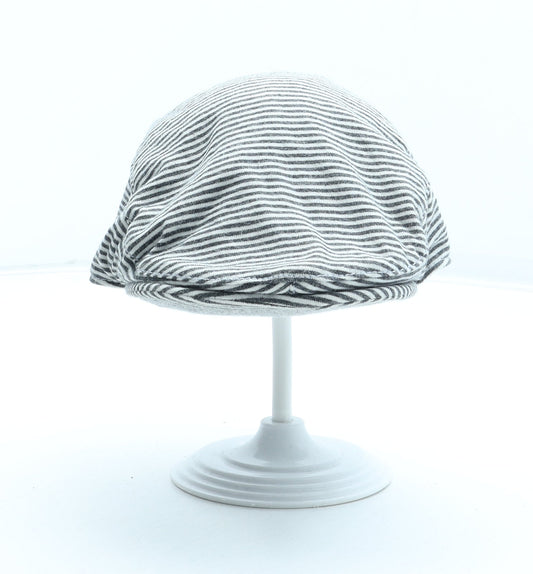 George Boys Black Striped Cotton Flat Cap One Size - Size 6-12 Months