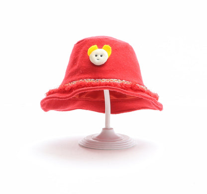 Preworn Girls Red Polyester Bucket Hat One Size - Face Detail