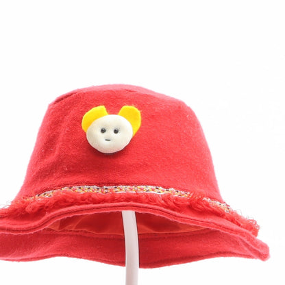 Preworn Girls Red Polyester Bucket Hat One Size - Face Detail