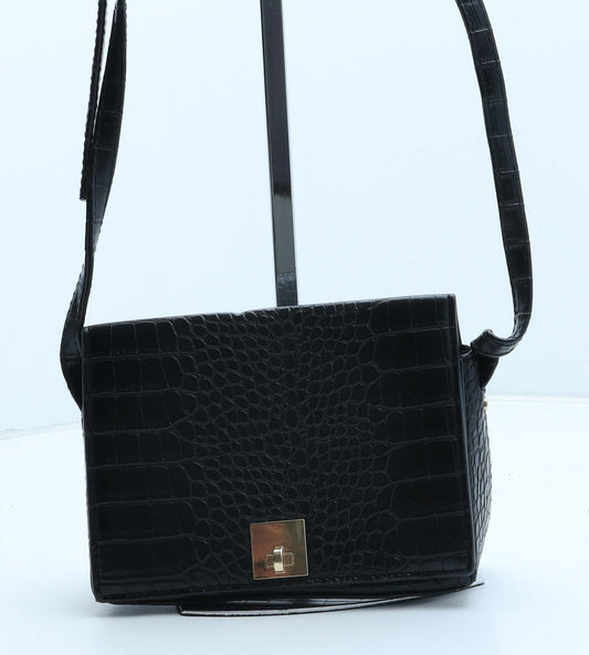 Primark Womens Black Polyurethane Crossbody Size Small - Croc Texture