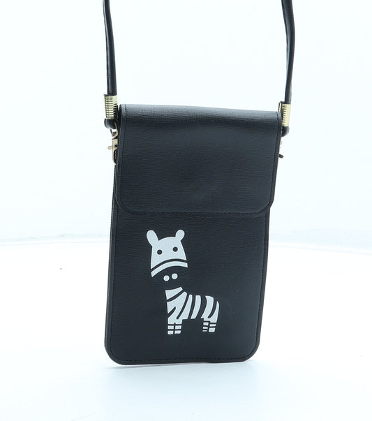 Preworn Girls Black Polyurethane Crossbody Size Mini Magnetic - Phone Zebra