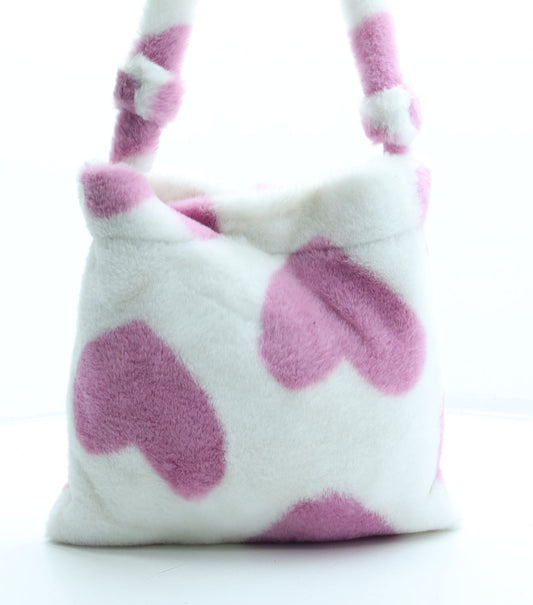 Preworn Girls Multicoloured Geometric Polyester Tote Size Medium Hook & Loop - Faux Fur Hearts