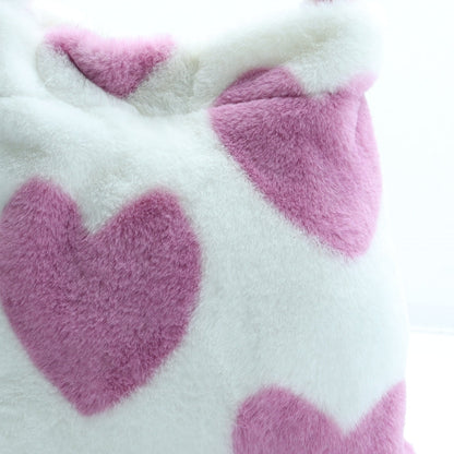 Preworn Girls Multicoloured Geometric Polyester Tote Size Medium Hook & Loop - Faux Fur Hearts
