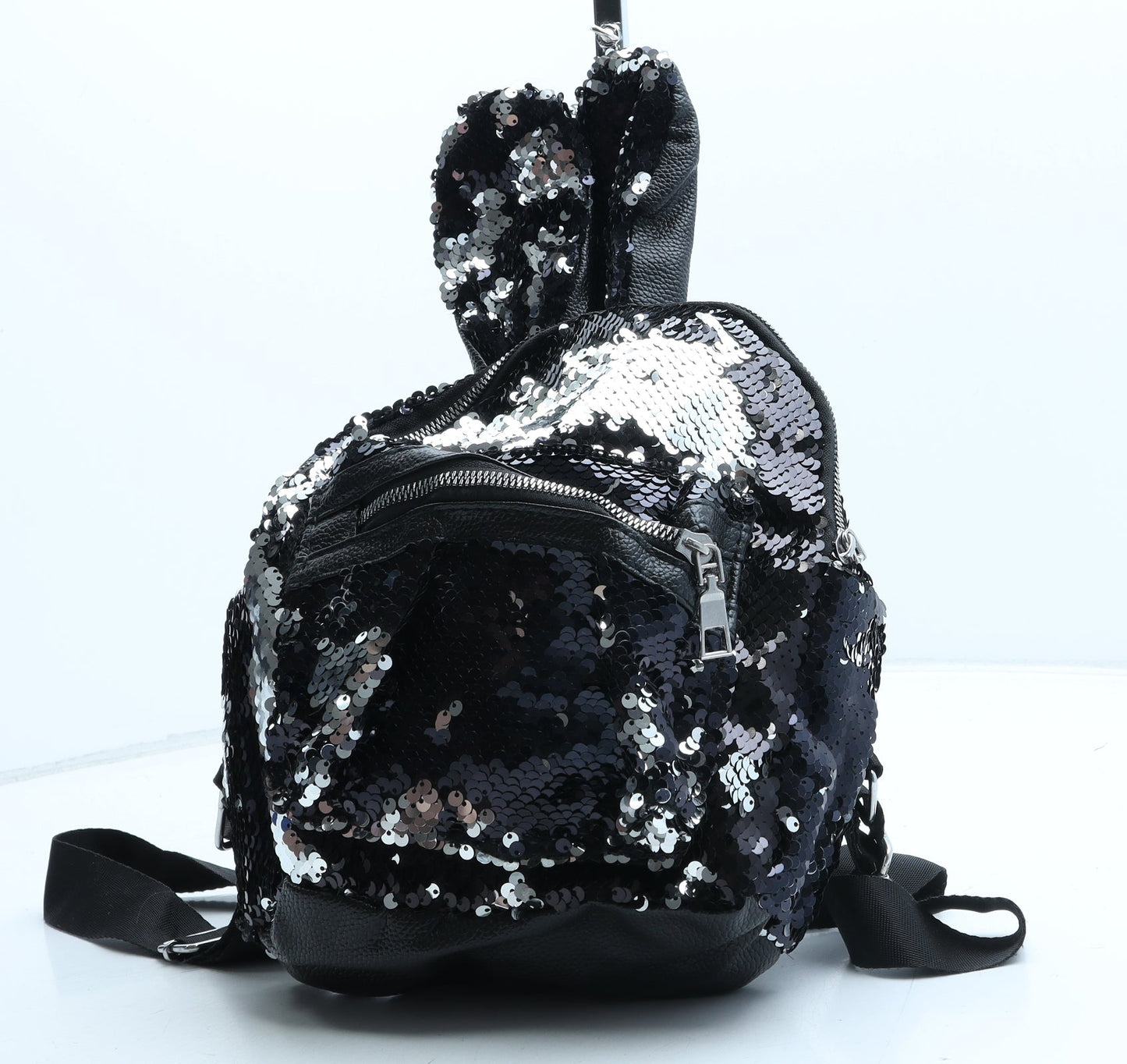 Preworn Girls Black Polyester Backpack Size Medium Zip