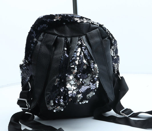 Preworn Girls Black Polyester Backpack Size Medium Zip
