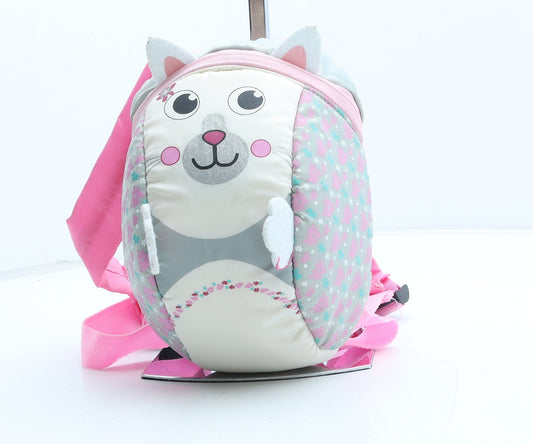 Preworn Girls Multicoloured Geometric Polyester Backpack Size Small Zip - Cat