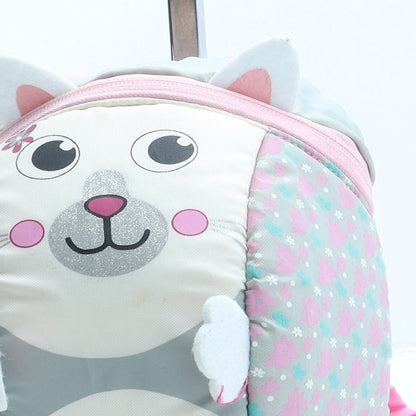 Preworn Girls Multicoloured Geometric Polyester Backpack Size Small Zip - Cat