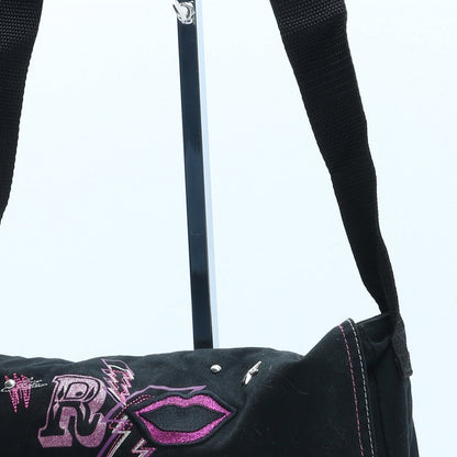 Preworn Girls Black Polyester Crossbody Size Small Hook & Loop