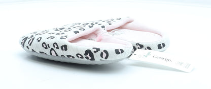 George Girls Grey Animal Print Polyester Slip On Slipper UK 11 - Leopard Print