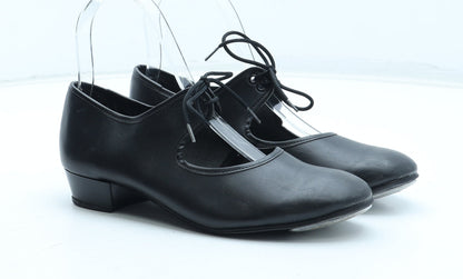 Preworn Girls Black Polyurethane Slip On Heel UK 4 - Tap Dance