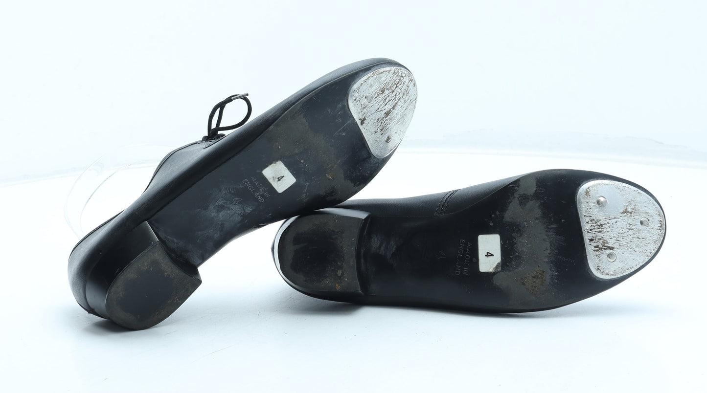 Preworn Girls Black Polyurethane Slip On Heel UK 4 - Tap Dance