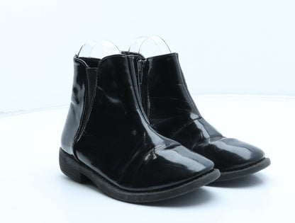 Preworn Girls Black Synthetic Chelsea Boot UK 2