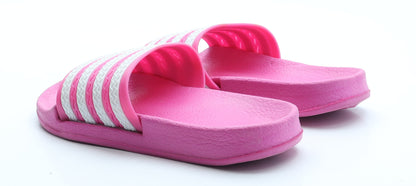 Preworn Girls Pink Striped Rubber Slider Sandal UK 3 36