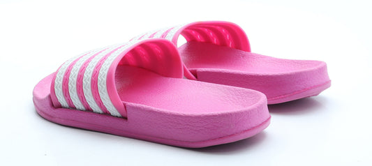 Preworn Girls Pink Striped Rubber Slider Sandal UK 3 36