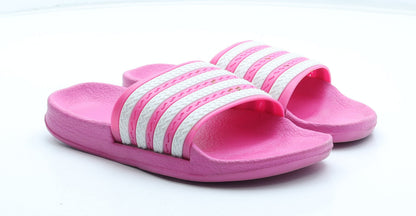 Preworn Girls Pink Striped Rubber Slider Sandal UK 3 36