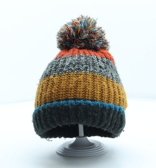 F&F Boys Multicoloured Colourblock Acrylic Bobble Hat Size S