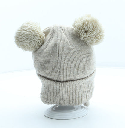 Primark Girls Beige Acrylic Bobble Hat Size S - Winnie the Pooh