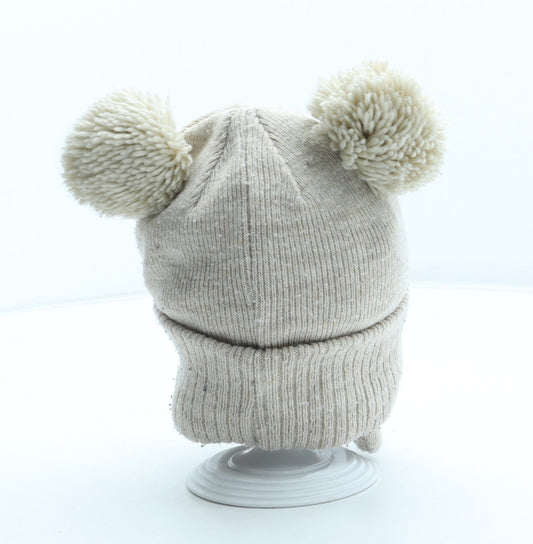 Primark Girls Beige Acrylic Bobble Hat Size S - Winnie the Pooh