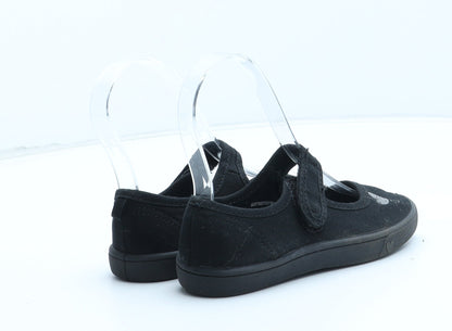 George Girls Black Synthetic Mary Jane Flat UK 10 - Heart Detail
