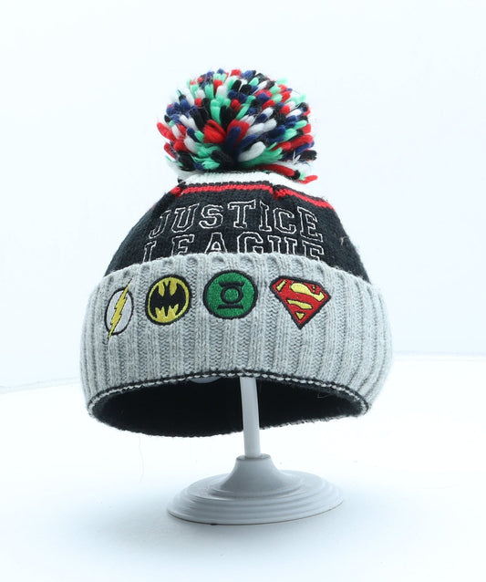 Primark Boys Grey Geometric Acrylic Bobble Hat Size M - Marvel Avengers
